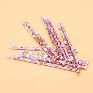 ดินสอ แบบไม้ ทรงกลม ลายการ์ตูน เครื่องเขียน สําหรับเด็กนักเรียน คิตตี้