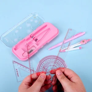 ชุดวงเวียน ยางลบ ไม้บรรทัด บรรจุ 7 ชิ้น 1 ตลับ